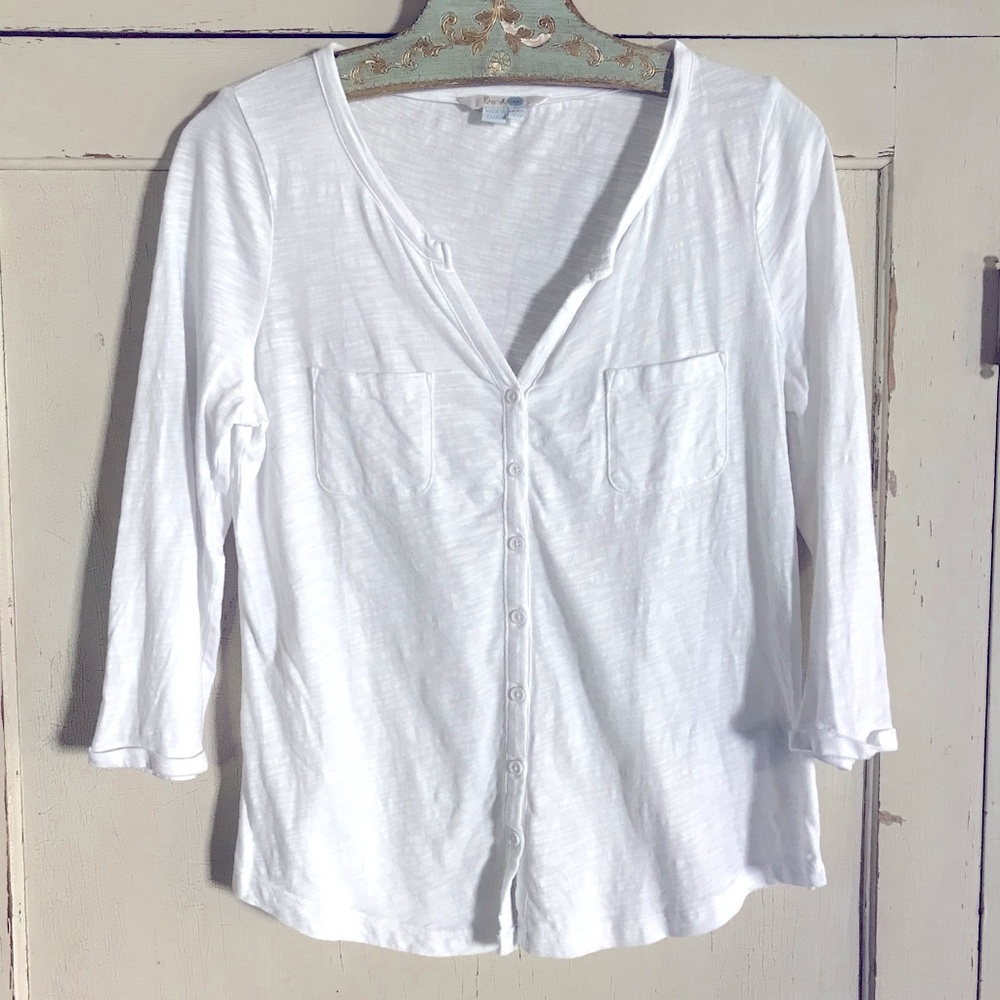 Boden 3/4 sleeve button knit shirt